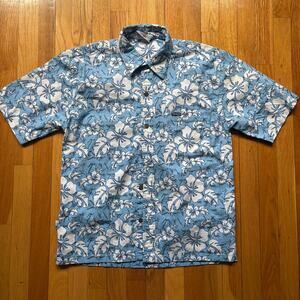 HINANO TAHITI Shirt Medium Hawaiian Floral Print Surf Beach VTG y2k 90's summer